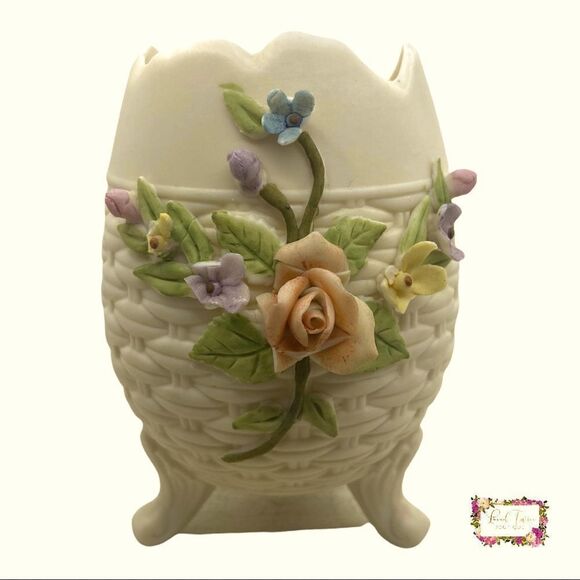 Vintage LEFTON China Floral Egg Vase Hand Painted Collectible - Picture 14 of 14